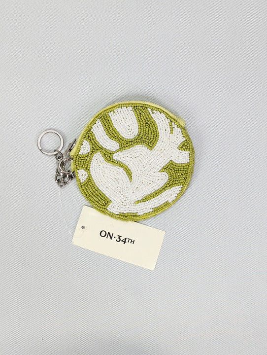 On 34th Hand Beaded Round Coin Purse Green (MSRP $40)