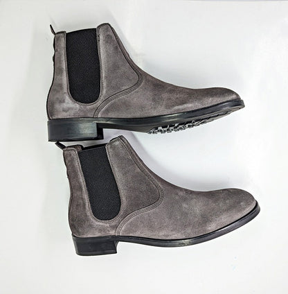 Allsaints Men's Gus Pull On Chelsea Boots Grey Suede Size 12 (MSRP $349)