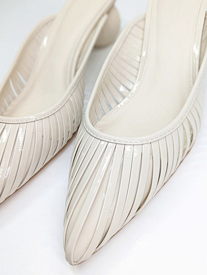 Cult Gaia Women's Alia Ball Leather Heel Mules Off White Size 38 (MSRP $325)