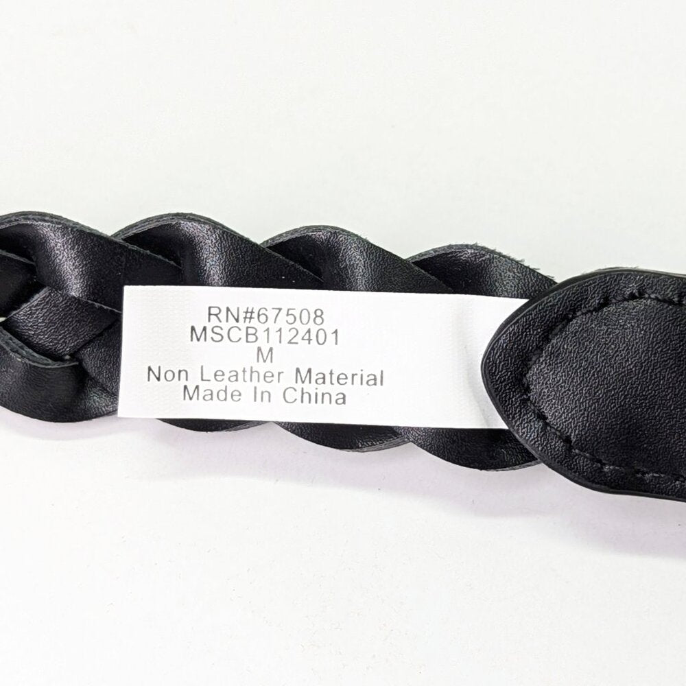 Style & Co Women's Black Braided Faux-Leather Belt Size M (MSRP $ 33)