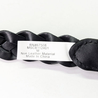 Style & Co Women's Black Braided Faux-Leather Belt Size M (MSRP $ 33)
