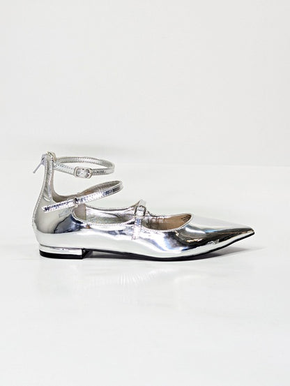 I.N.C. International Concepts Valan Silver Triple Straps Flats Size 5.5 MSRP $80