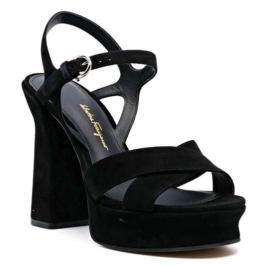 Ferragamo Women's Sonya Suede Ankle Strap Platform Sandals Size 8 C (MSRP $995)