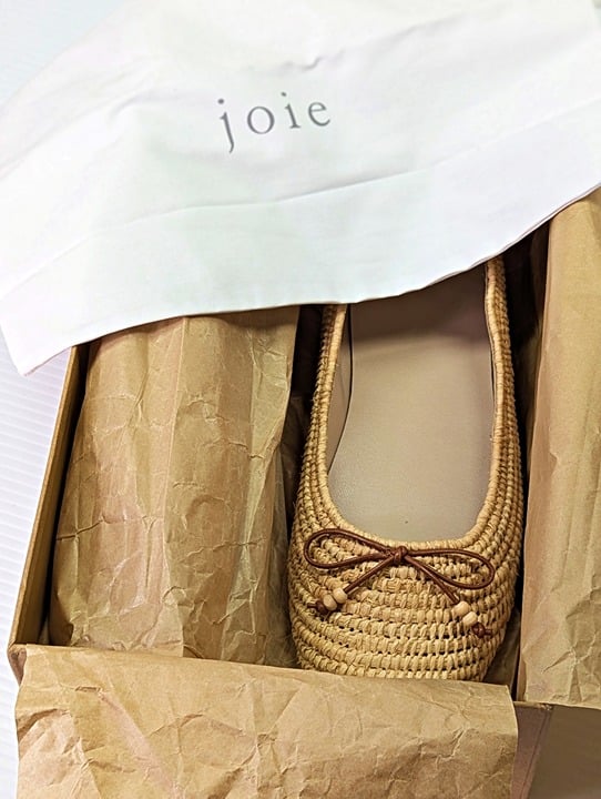 Joie Women's Aimee Woven Raffia Ballerina Flats Natural Size 9 (MSRP $228)