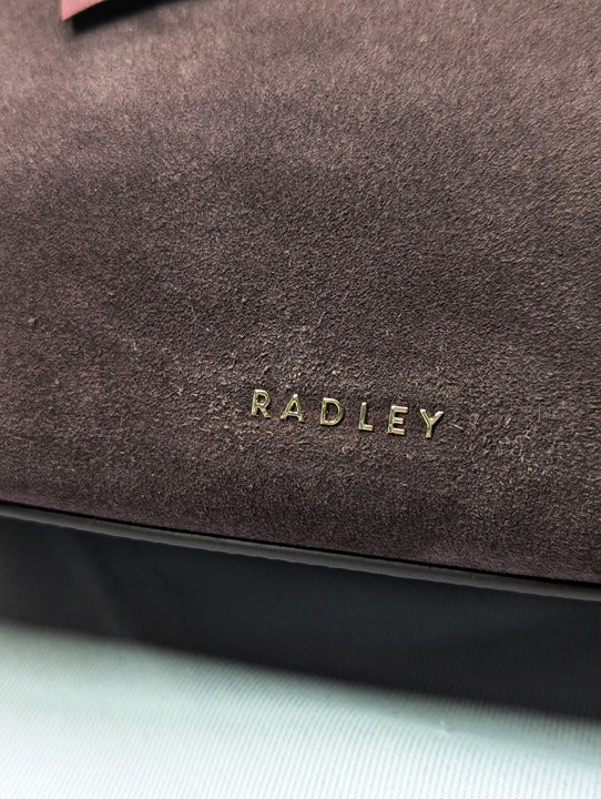 Radley London City Road Women's Flapover Grab Bag Dark Oak Suede (MSRP $288)
