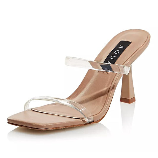 AQUA Women's Kyle High Heel Slide Clear Sandals Size 9.5 (MSRP $128)