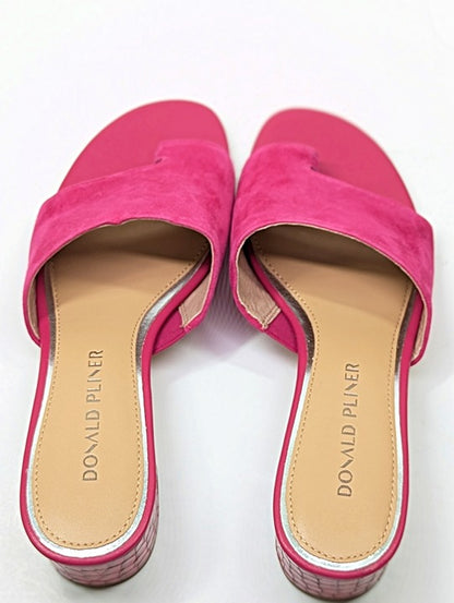 Donald Pliner Women's Toe Loop Block Heel Slide Sandals Pink Size 8 (MSRP $198)