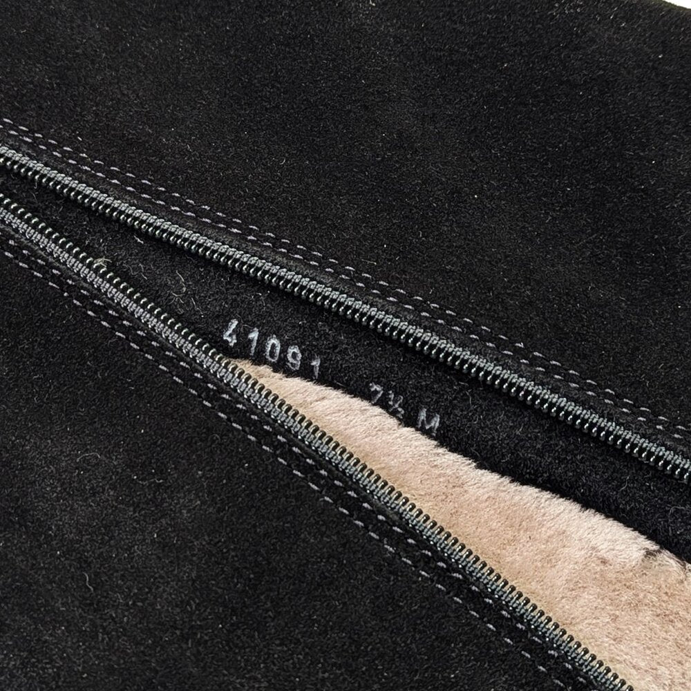 La Canadienne Women's Helene Black Suede Shearling Tall Boots Size 7.5 MSRP $635