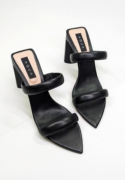 Aqua Strappy Women's Black Dressy Deluxe Napa Leather Heels Size 10 (MSRP $118)
