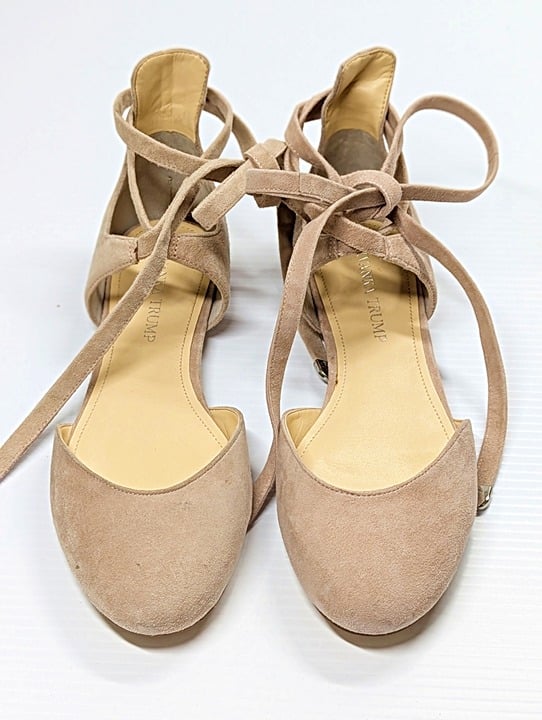 Ivanka Trump Women's Elise Suede Ankle Tie Ballet Flats Size 8 M (MSRP $120)