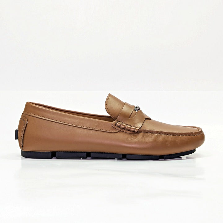 Versace Men's Medusa Biggie Leather Loafer Dark Toffee Size 41 (MSRP $775)