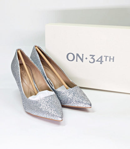 On 34th Women's Jeules Silver Glitter Pointed-Toe Pumps Size 7.5 (MSRP $80)