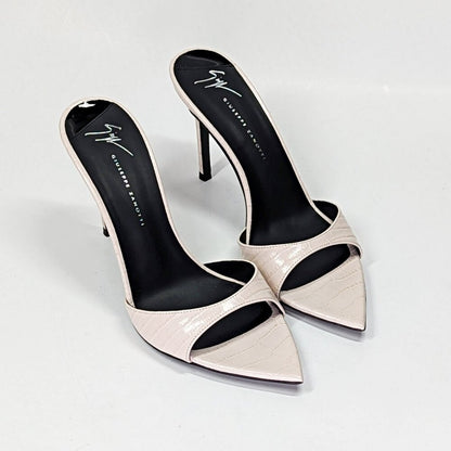 Giuseppe Zanotti Intrigo 90mm Crocodile Beige Mule Sandals Size 39 (MSRP $795)