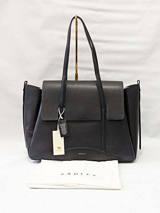Radley London Chancery Large Black Leather Flapover Shoulder Bag (MSRP $348)