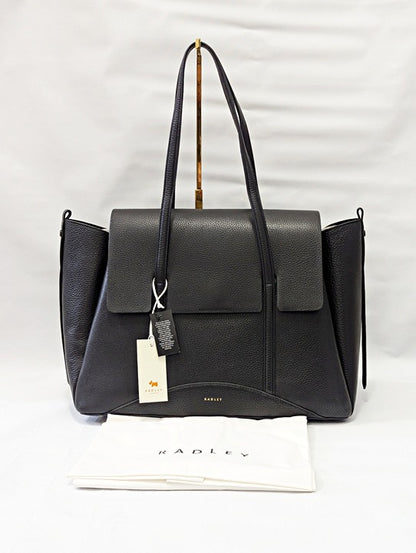 Radley London Chancery Large Black Leather Flapover Shoulder Bag (MSRP $348)