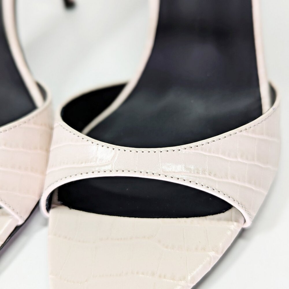 Giuseppe Zanotti Intrigo 90mm Crocodile Beige Mule Sandals Size 39 (MSRP $795)