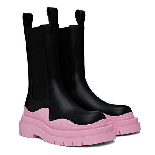 Bottega Veneta Women's Black & Pink Platform Chelsea Boots Size 36.5 MSRP $1,450
