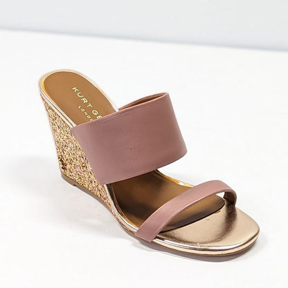 Kurt Geiger London Women's Charing Wedge Sandals Pale Pink Size 39 (MSRP $185)