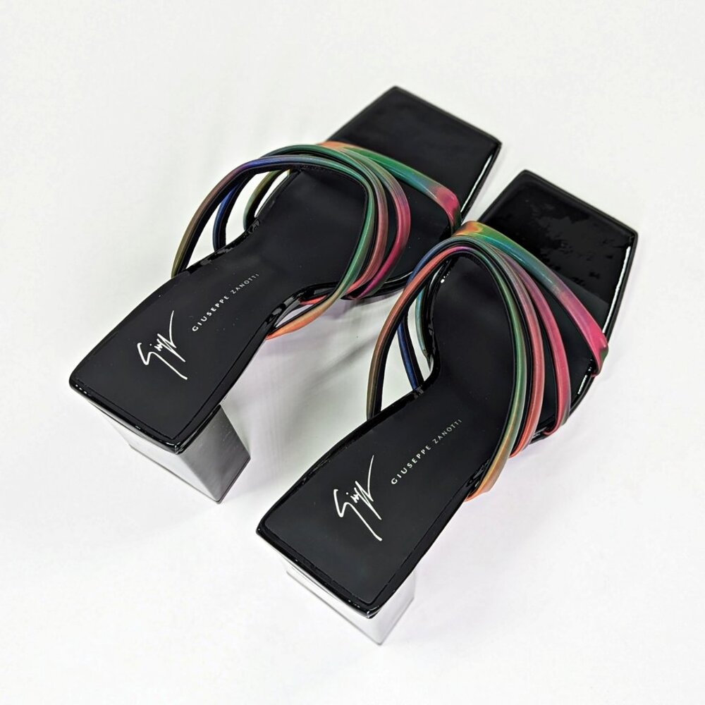 Giuseppe Zanotti Shangay 85MM Strappy Patent Slide Sandals Size 39 (MSRP $795)