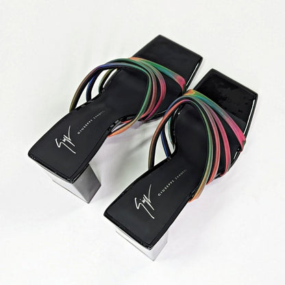 Giuseppe Zanotti Shangay 85MM Strappy Patent Slide Sandals Size 39 (MSRP $795)