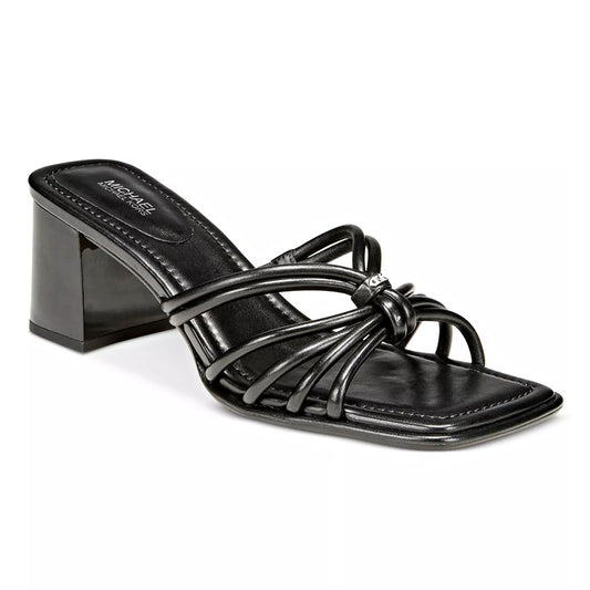 Michael Kors Women's Astra Black Leather Strappy Sandals Size 8.5 (MSRP $145)
