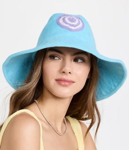 Kerri Rosenthal Women's Terry Sunny Daze Hat in Surf Blue (MSRP $158)