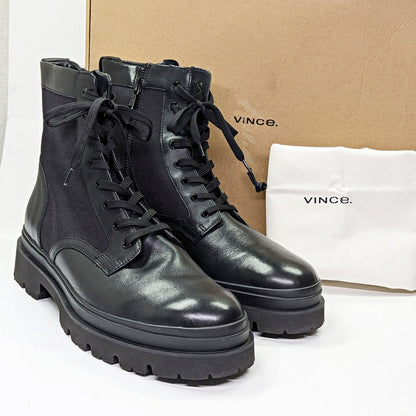 Vince Men's Raider Lace Up Boots in Black Leather Size 11.5 (MSRP $395)