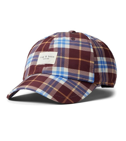 Rag & Bone Unisex Addison Baseball Cap in Burgundy Plaid (MSRP $95)