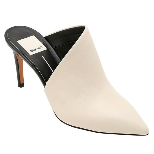 Dolce Vita Women's Camala White Leather High-Heel Mules Size 9 (MSRP $150)