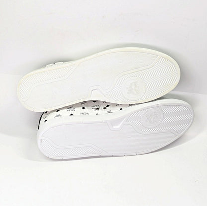MCM Men's Terrain Derby Visetos Logo White Leather Sneaker Size 46 (MSRP $450)