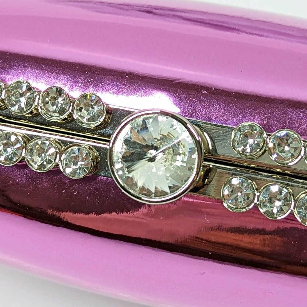AQUA A-Kristen Orchid Mirror Metallic Patent Minaudière Clutch (MSRP $88)