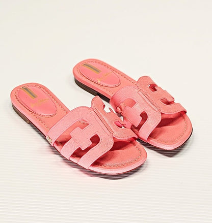 Sam Edelman Bay Women's Coral Pink Leather Flat Sandals Size 6 M (MSRP $120)