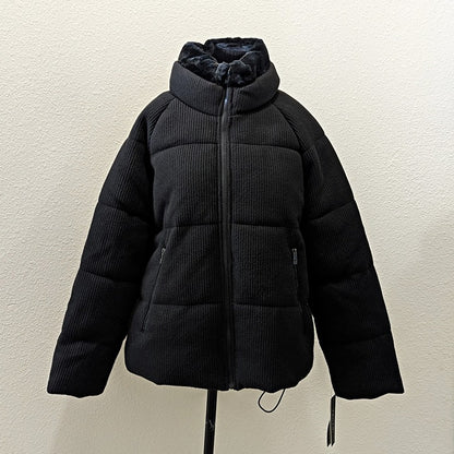 Tahari Women's Black Knit Faux-Fur-Collar Puffer Coat Size M (MSRP $280)
