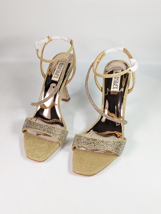 Badgley Mischka Sally Women's Rhinestone Satin Heel Sandals Size 9.5 (MSRP $235)