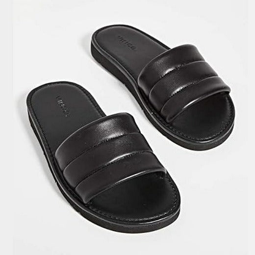 Vince Women's Olina Black Leather Slip On Sandals Size 9 (MSRP $200)