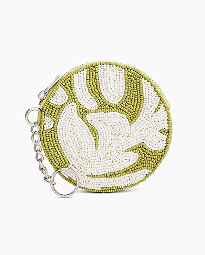 On 34th Hand Beaded Round Coin Purse Green (MSRP $40)