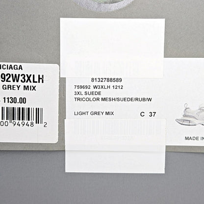 Balenciaga 3XL Distressed Suede & Mesh Sneakers Light Grey Size 37 MSRP $1,130