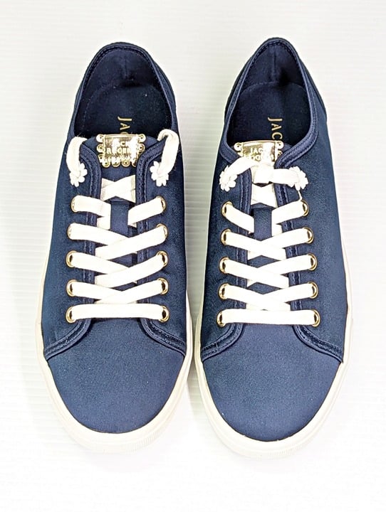 Jack Rogers Women's Lia Navy Satin Lace-up Fashion Sneakers Size 9 (MSRP $98)