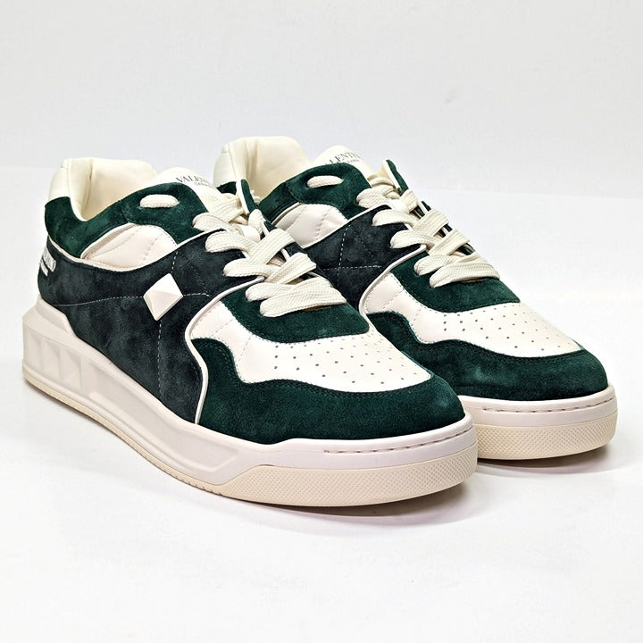 NWOB Valentino Garavani Men's Green Suede One Stud Trainers Size 46 (MSRP $980)