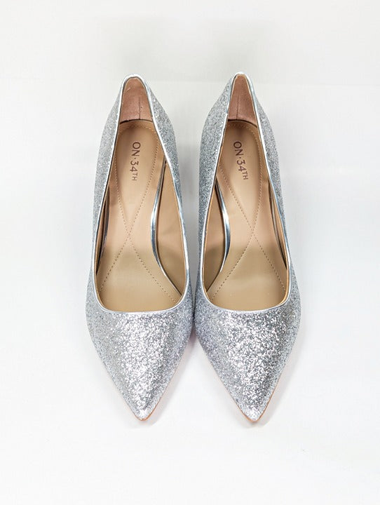 On 34th Women's Jeules Silver Glitter Pointed-Toe Pumps Size 9.5 (MSRP $80)