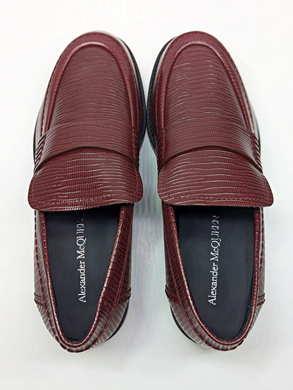 Alexander McQueen Men’s Jupiter Leather Moccasins Burgundy Size 45 (MSRP $990)