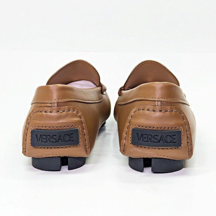Versace Men's Medusa Biggie Leather Loafer Dark Toffee Size 41 (MSRP $775)