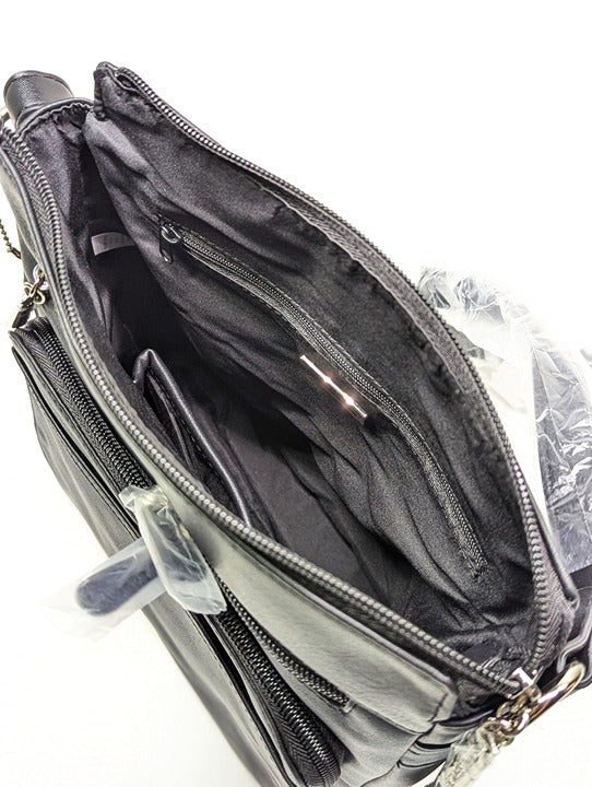 Giani Bernini Women's Black Nappa Leather Front Zip Crossbody (MSRP $130)