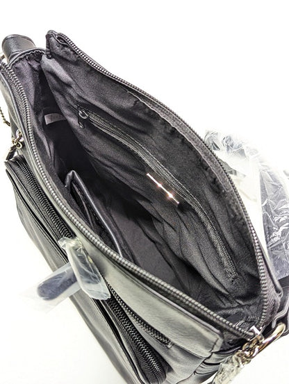 Giani Bernini Women's Black Nappa Leather Front Zip Crossbody (MSRP $130)