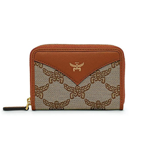 MCM Himmel Zip Around Fabric Logo Wallet (MSRP $310)