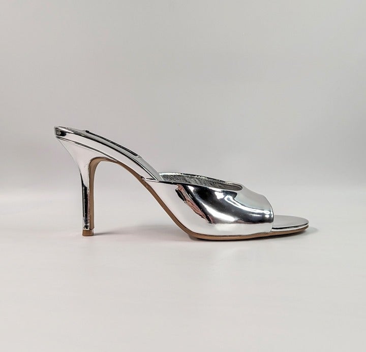 AQUA x Maeve Reilly Women's Lucid High Heel Sandals Silver Size 8.5 (MSRP $108)