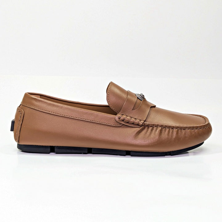 Versace Men's Medusa Biggie Leather Loafer Dark Toffee Size 42 (MSRP $775)