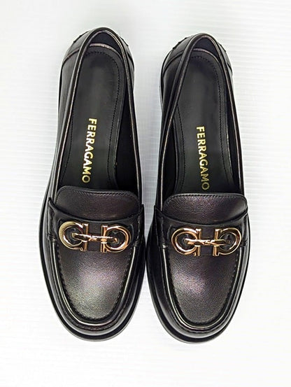 Ferragamo Women's Ofelia Calf Leather Loafers Black Size 7 C (MSRP $895)