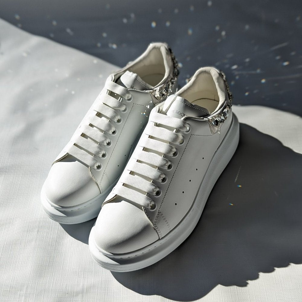 Alexander Mcqueen White Larry Crystal Detail Sneakers Size 40 (MSRP $1,150)