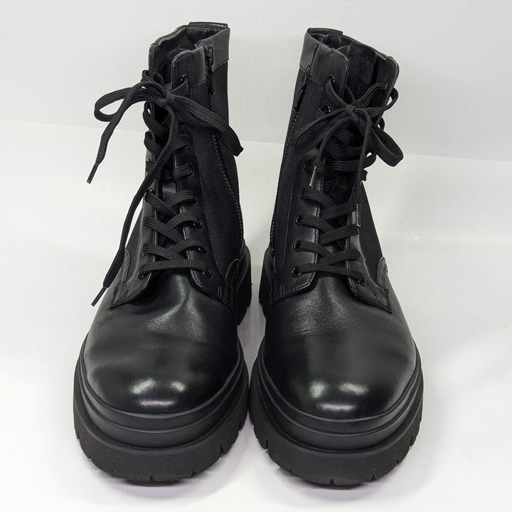 Vince Men's Raider Lace Up Boots in Black Leather Size 11.5 (MSRP $395)